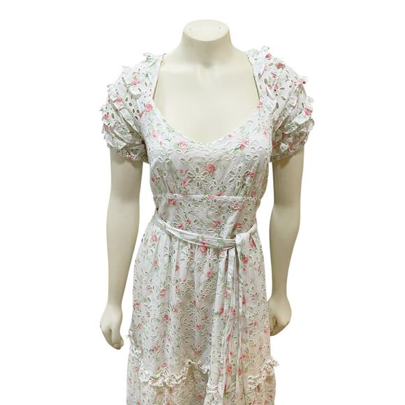 LOVESHACKFANCY  X Target Clementine White Eyelet Ruffle Dress Size 10 Cottage - Picture 2 of 14